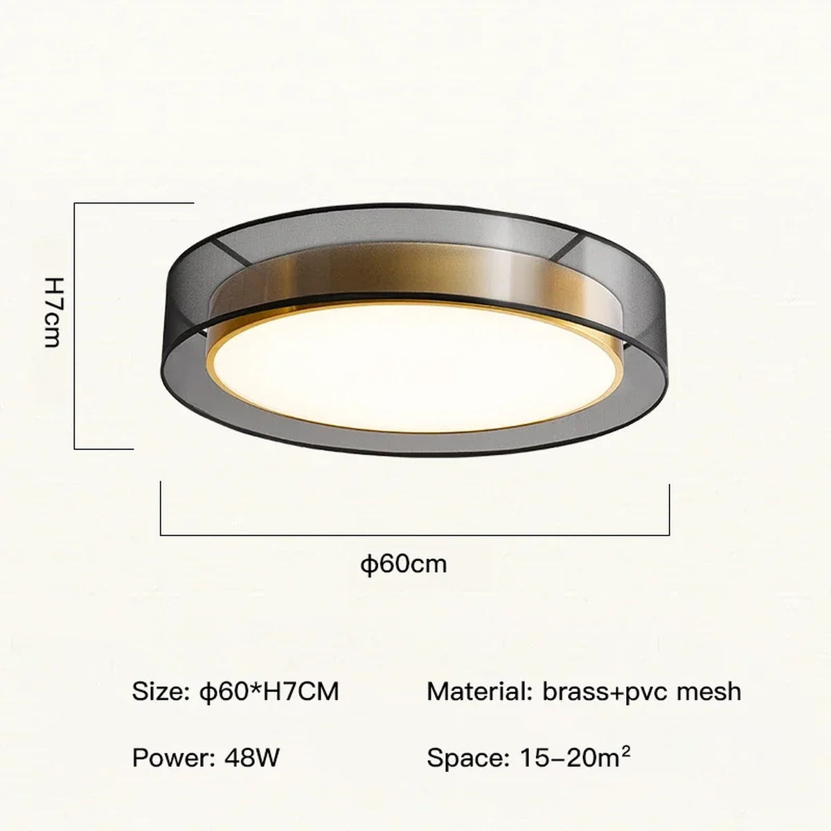Meridex Round Brass Ring Flush Mount Ceiling Light — Large 60cm