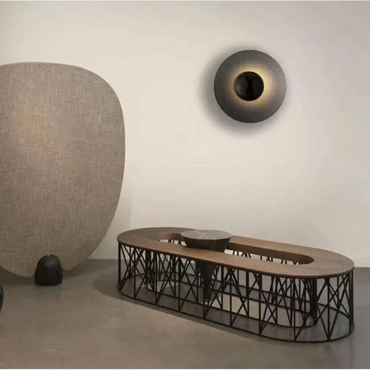 Larleon — in dark corridor as sole light source creating dramatic wall glow