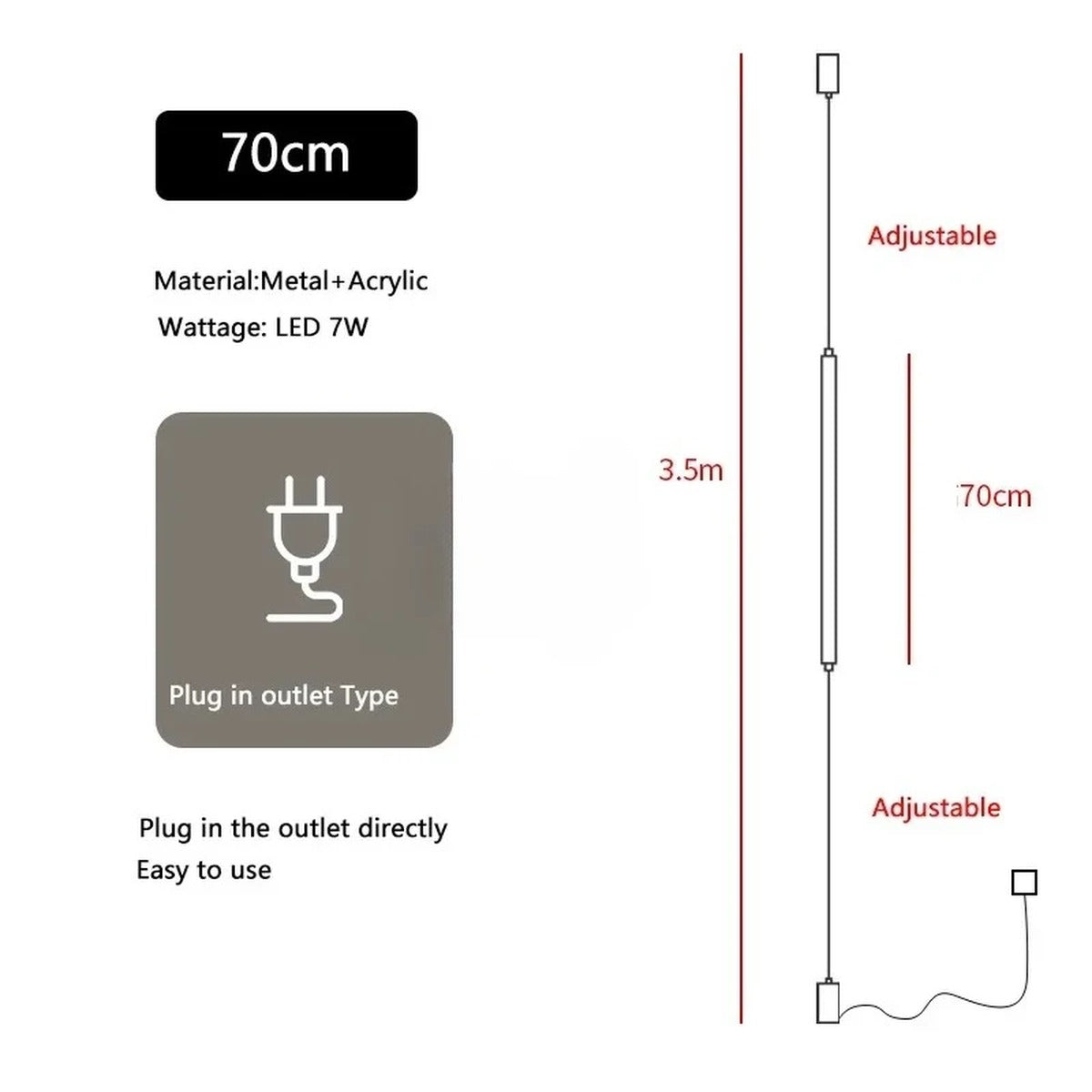 Slim Vertical LED Tube Pendant Light – Serenthis – Product Detail 14
