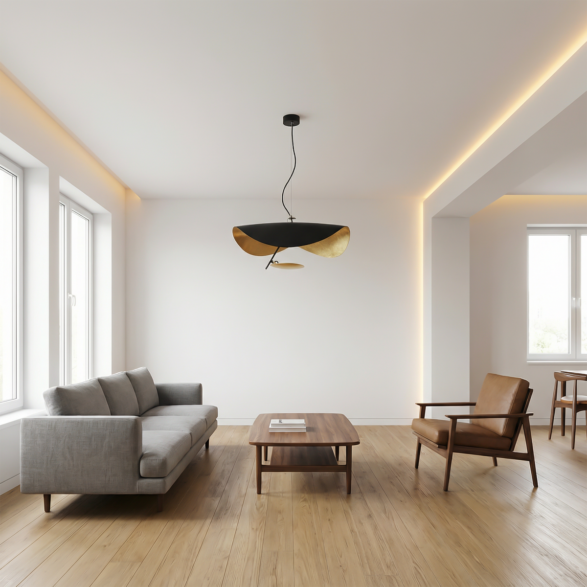 Sculptural Gold-Leaf Petal Pendant Light – Revonthal – Lifestyle View