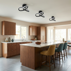Modern Metal Arc Ceiling Light Auradex – Kitchen Lifestyle, Black