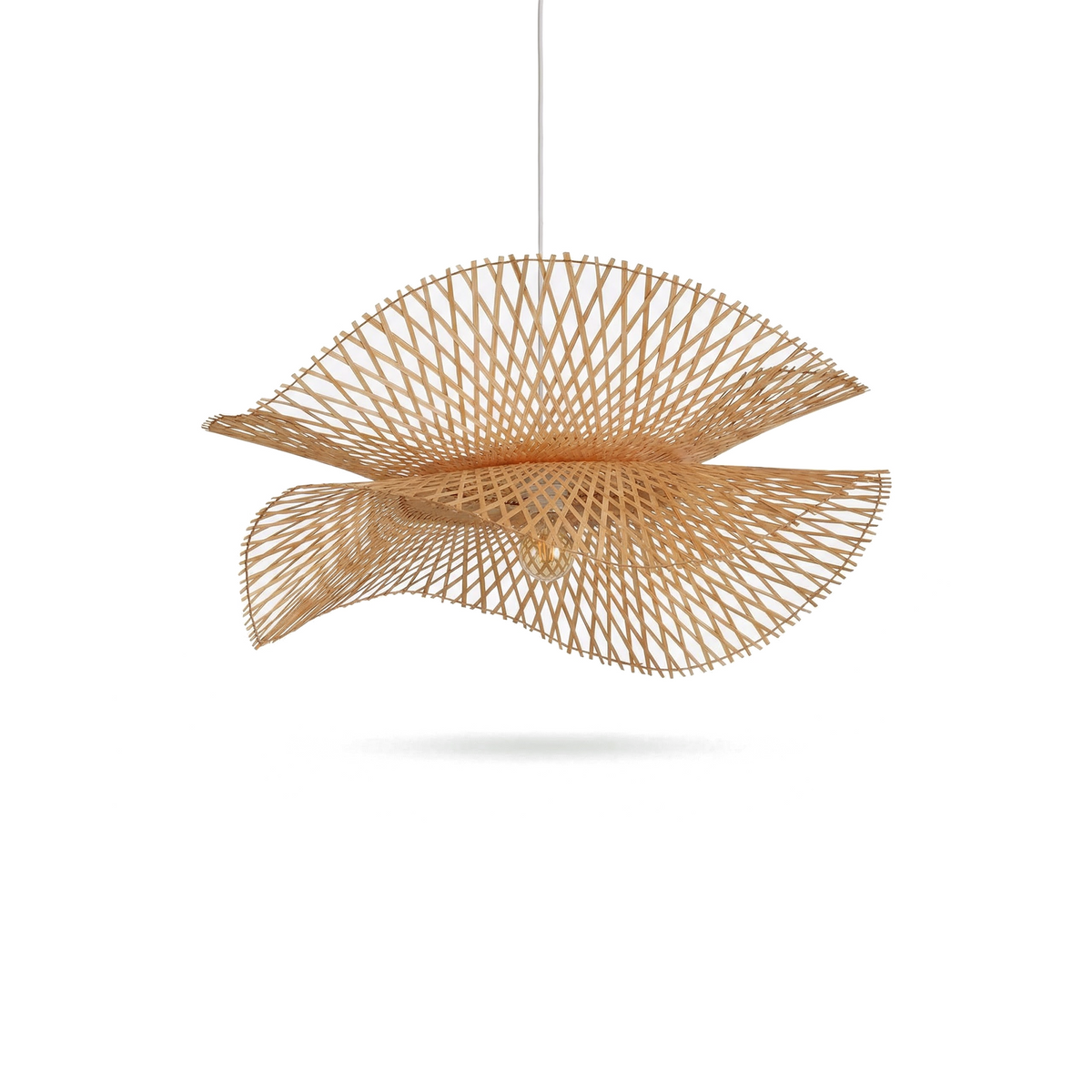 Artisan Woven Bamboo Pendant Light Galvex – Studio Detail View