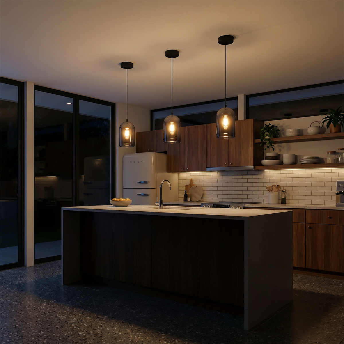 Smoked Glass Minimalist Pendant Light Kronex – Lifestyle View 2