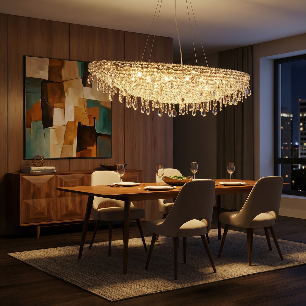 Contemporary Crystal Pendant Light Kovera