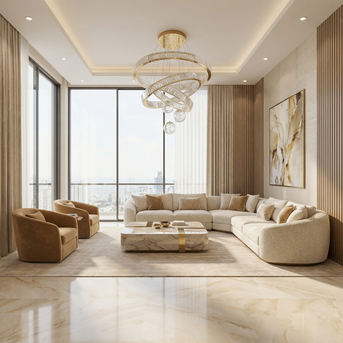 Cascading Crystal Ring Chandelier Crystallex – Studio View
