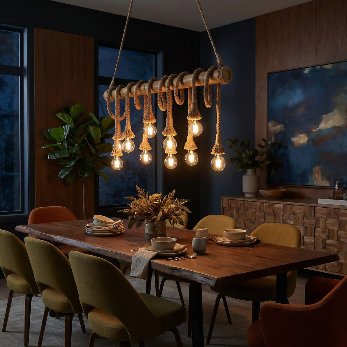 Organic Bamboo Wood Chandelier Dorion – Product Detail 11