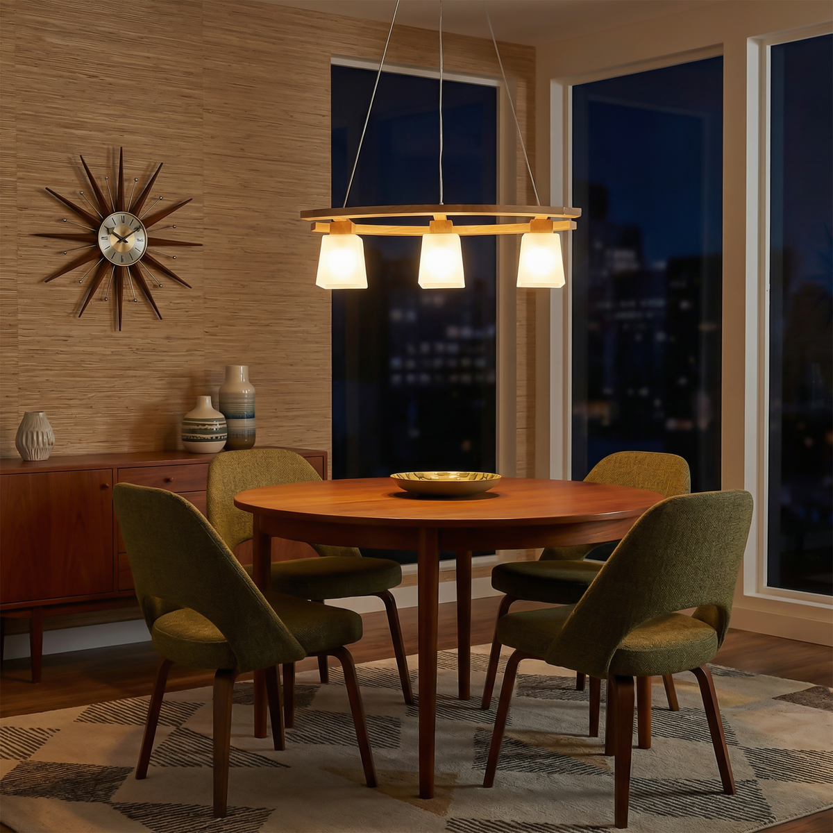 Japanese Inspired Wood Pendant Light Gelon – Lifestyle View 2