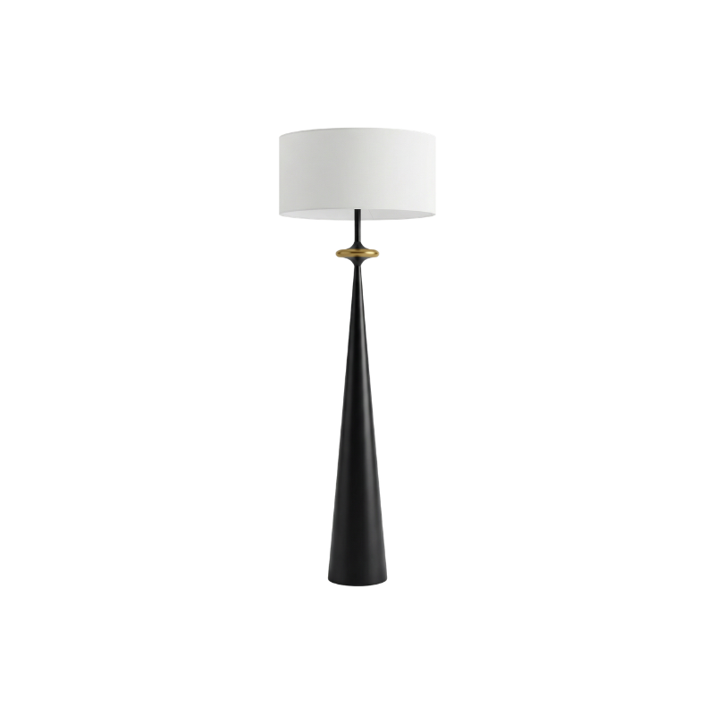 Sculptural Wood Cone Floor Lamp Edvonis – Black Finish Studio Shot