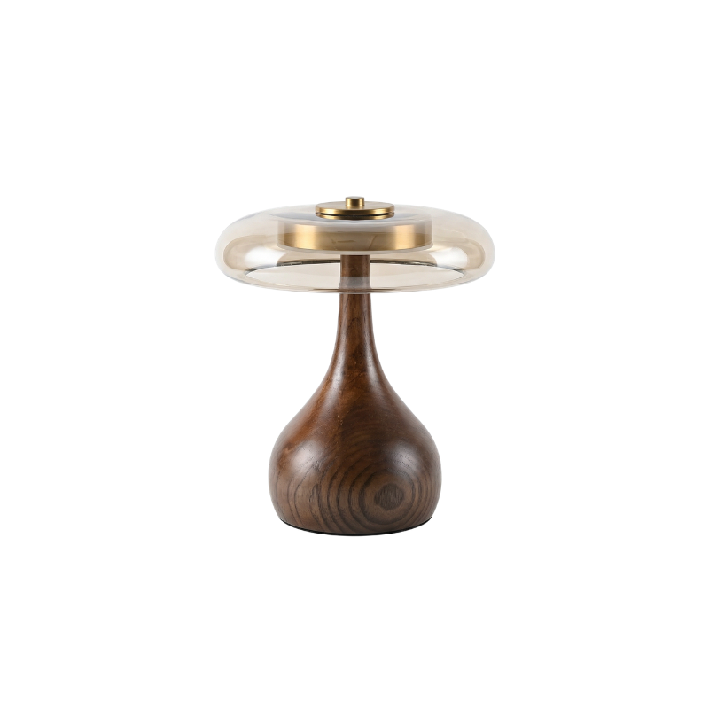 Mouth-Blown Glass Wood Table Lamp Jaron – Lifestyle View 4