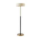 Frosted Glass and Oak Drum Floor Lamp Telvara