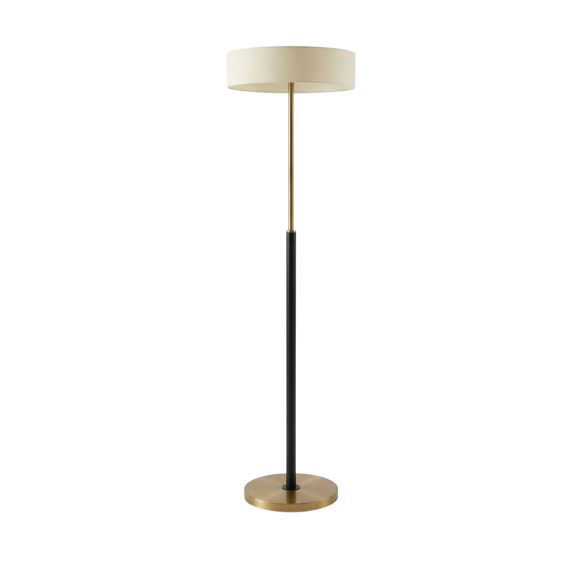 Frosted Glass and Oak Drum Floor Lamp Telvara