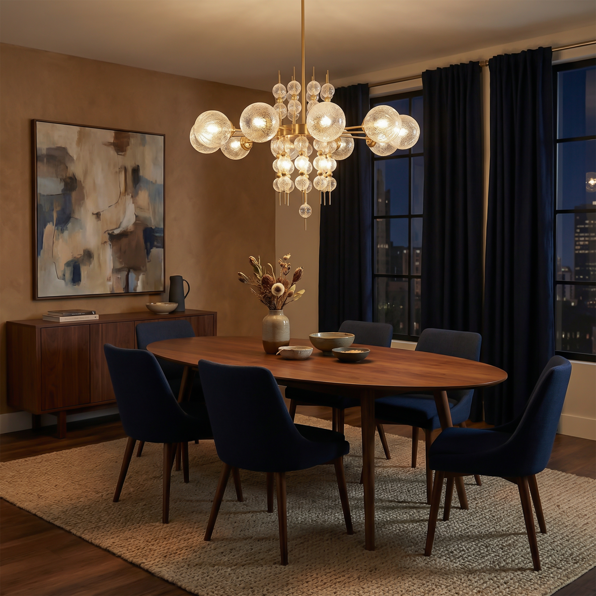 Brass Frosted-Glass Sputnik Chandelier – Kalion