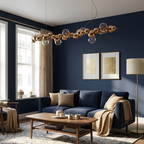 Sculptural Metal Bubble Chandelier – Lumivorn – Gold, Lifestyle Living Room