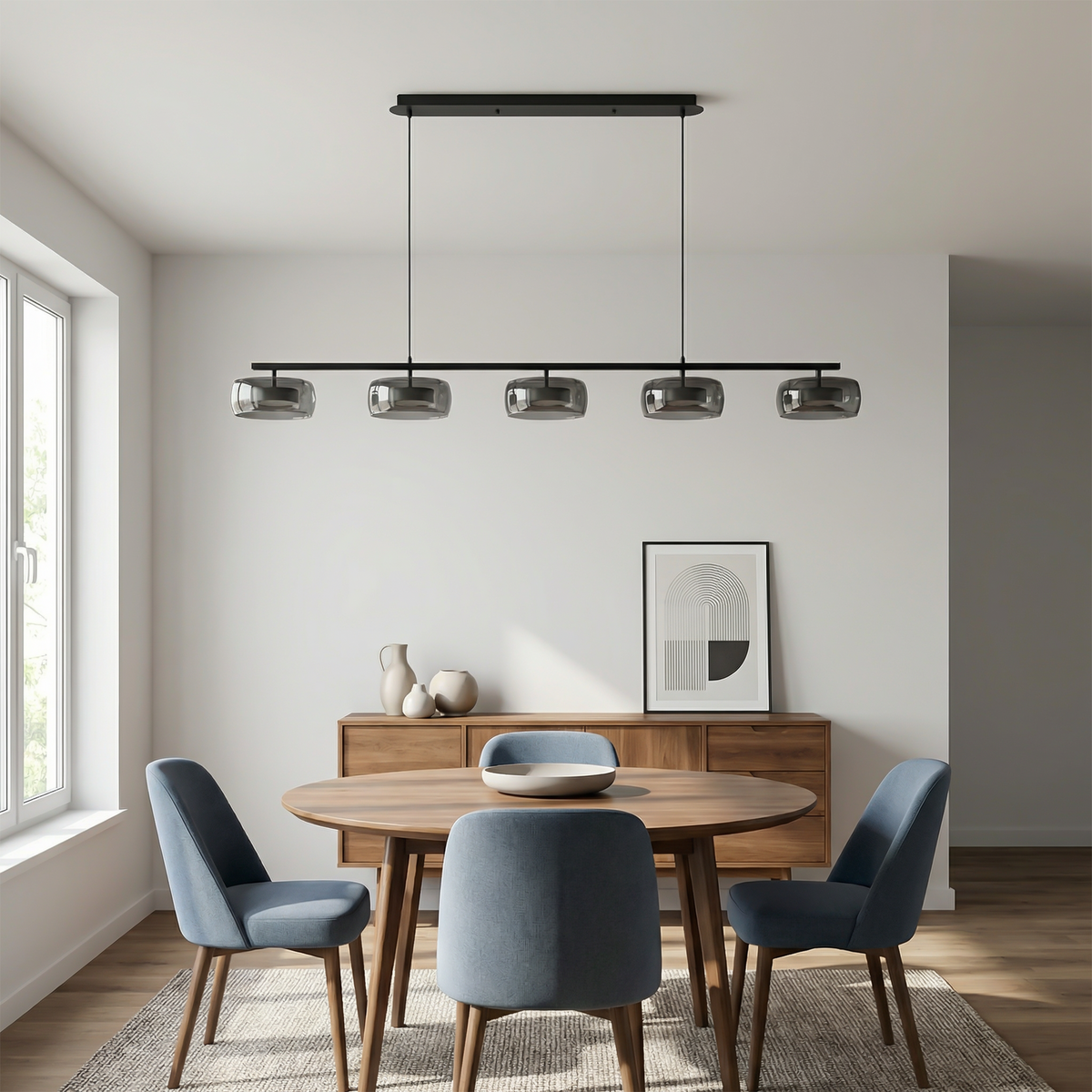 Minimalist Linear Flush Pendant Light Casovex – Lifestyle View 4