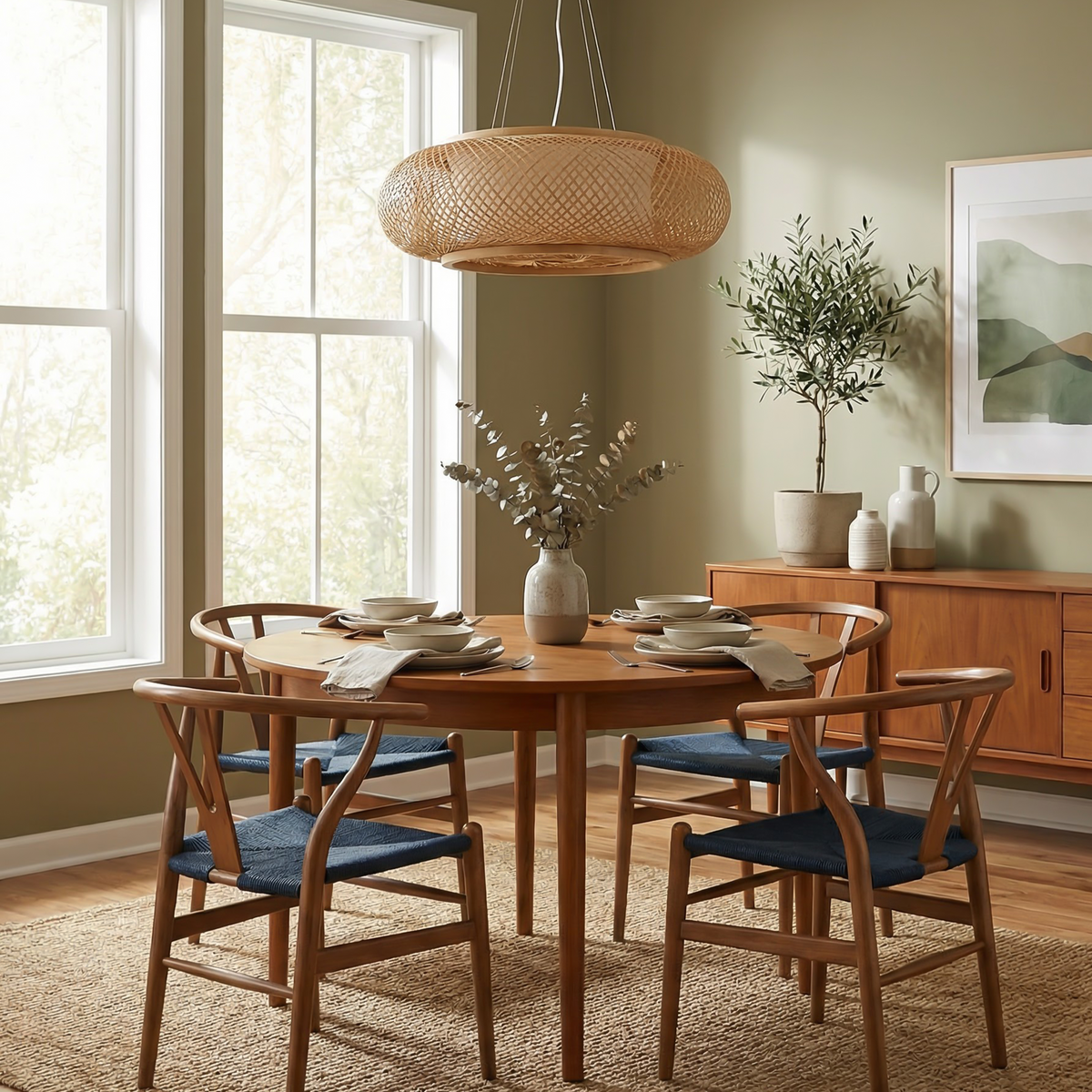 Natural Bamboo Drum Pendant Light Zenkai