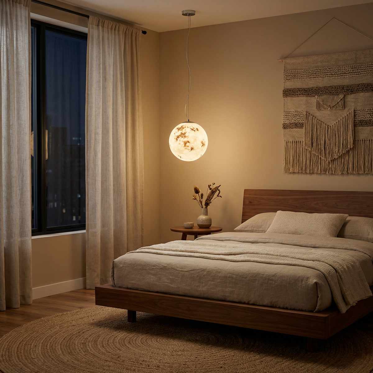 Lunar Textured Acrylic Globe Pendant Celestio – Lifestyle View 2