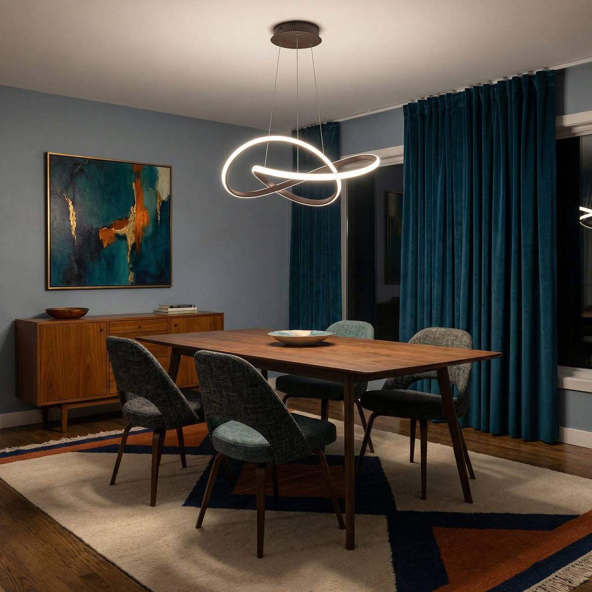 Sculptural Aluminum Ribbon Pendant Light – Infinova – Lifestyle View 2