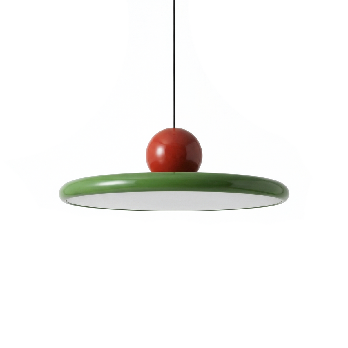 Two-Tone Lacquer Disc Pendant Light – Barel – Sage Green Lifestyle Detail