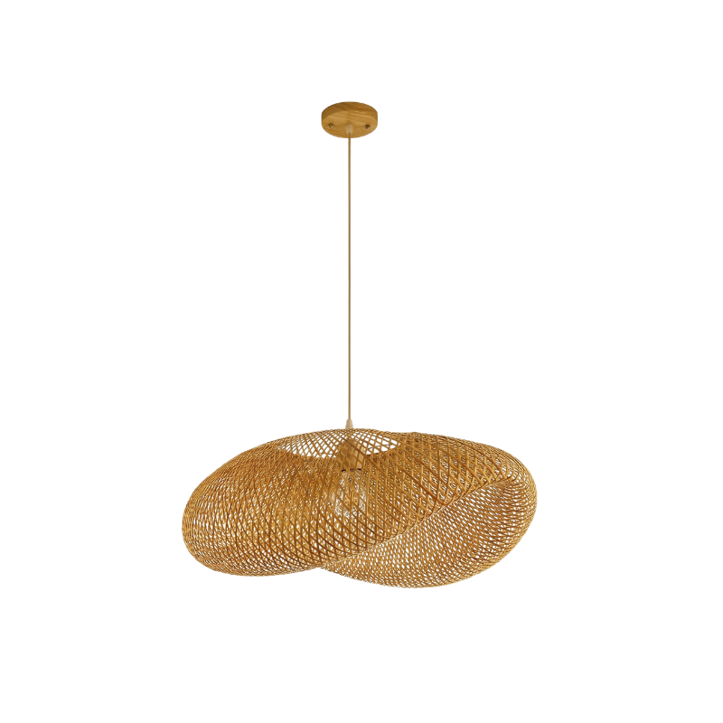 Japanese Woven Bamboo Rattan Pendant Light Kinori – Lifestyle View 3