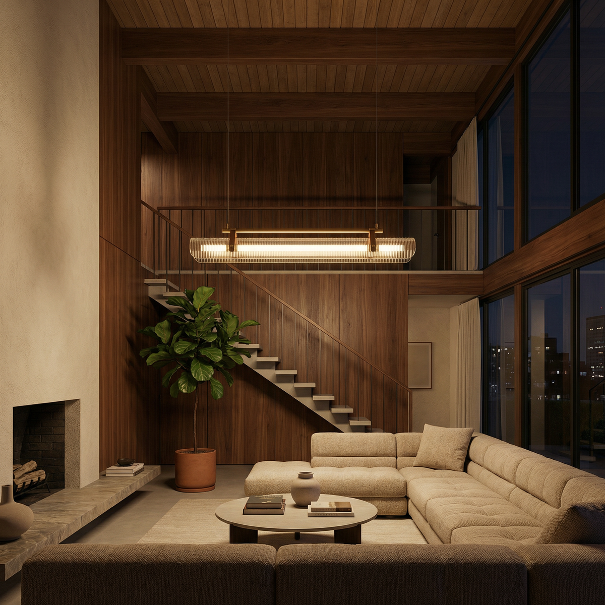 Brass Linear Multi-Point Pendant Light Iorixen – Lifestyle View 2