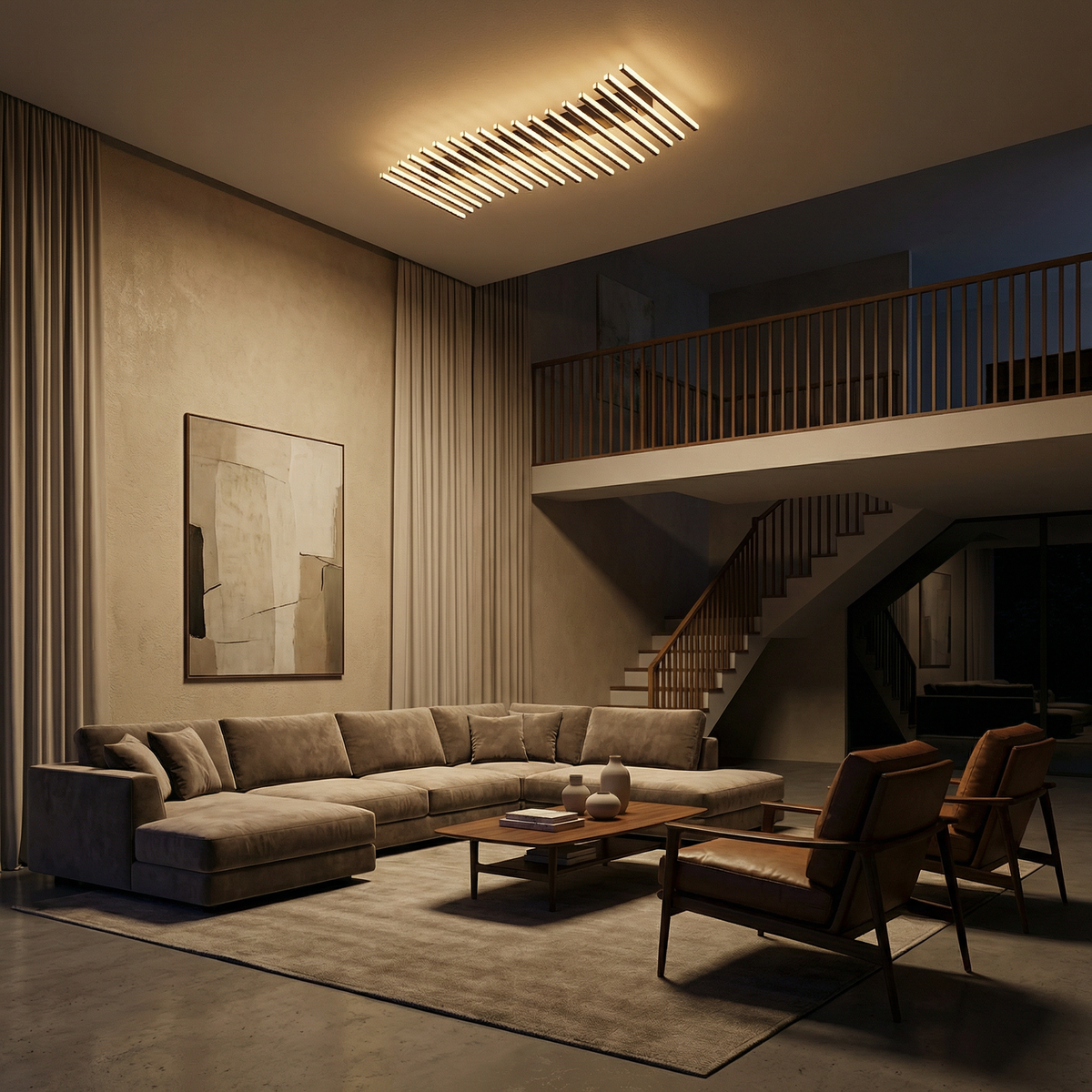 Sculptural Waves Metal Ceiling Light Denoxar – Lifestyle View 2