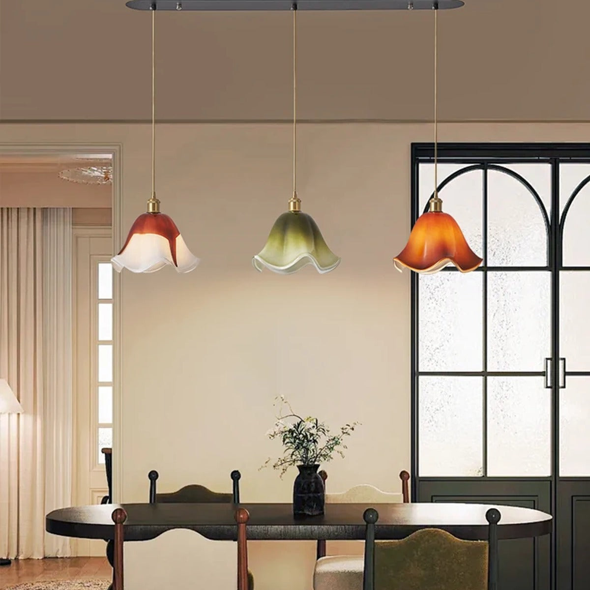 Florvane ombré glass pendant light, Mixed Trio, three-head