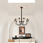 Candelabra Black Wood & Iron Twisted-Stem Chandelier – Vexon – Lifestyle Angle