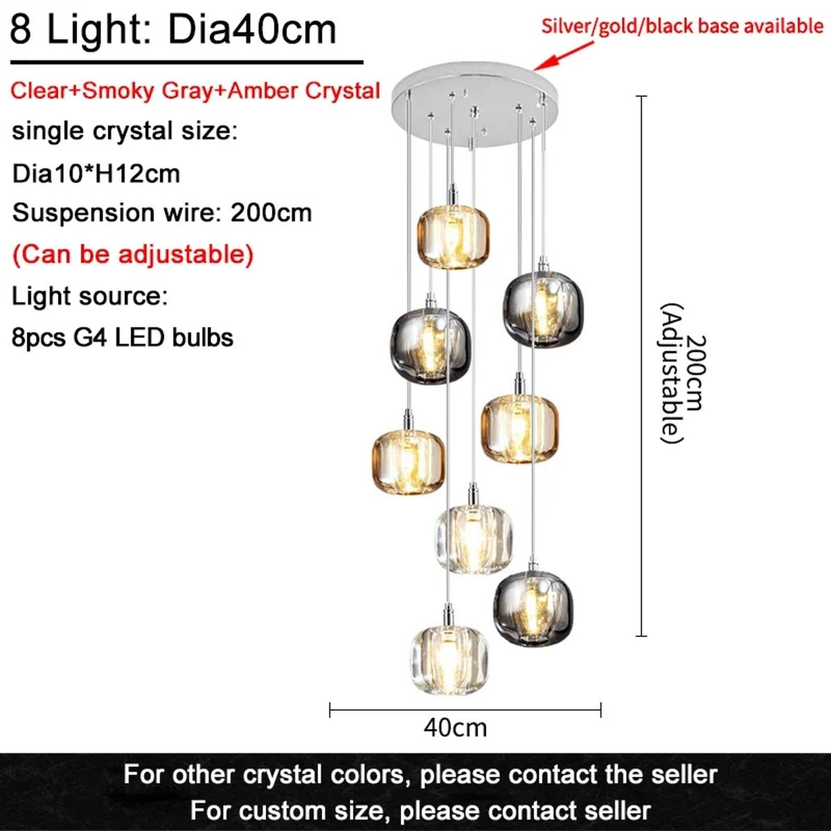 Crystalline Cascade Pendant Light Harvix – Product Detail 9