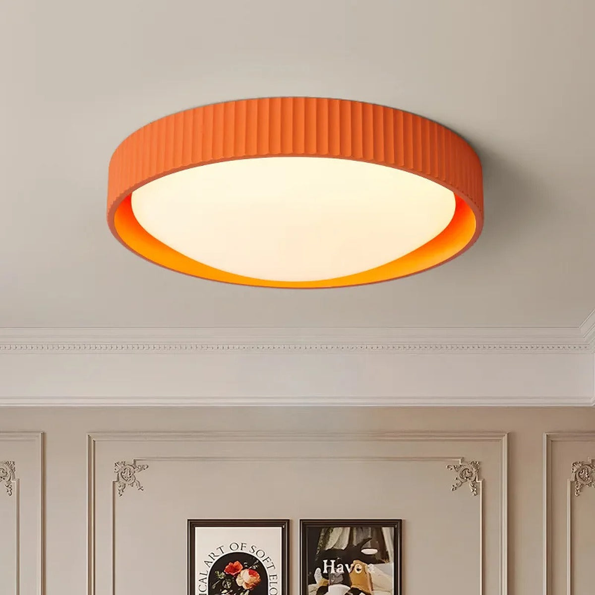Ribbed Rim Bowl Flush Ceiling Light – Pelrix – Lifestyle View 3