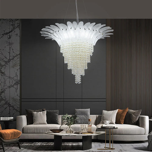 Crystal Feather Crown Cascade Chandelier – Karven – Lifestyle View 2