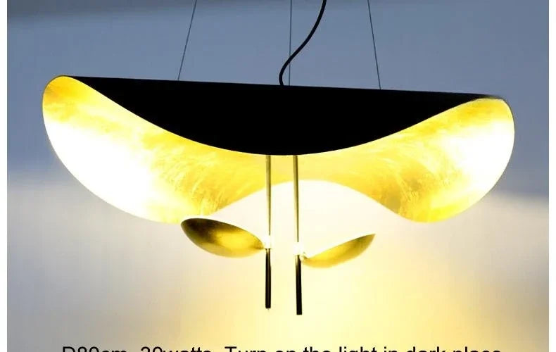 Gold Leaf Wing Pendant Light – Mantaro – Black & Gold Ø80cm