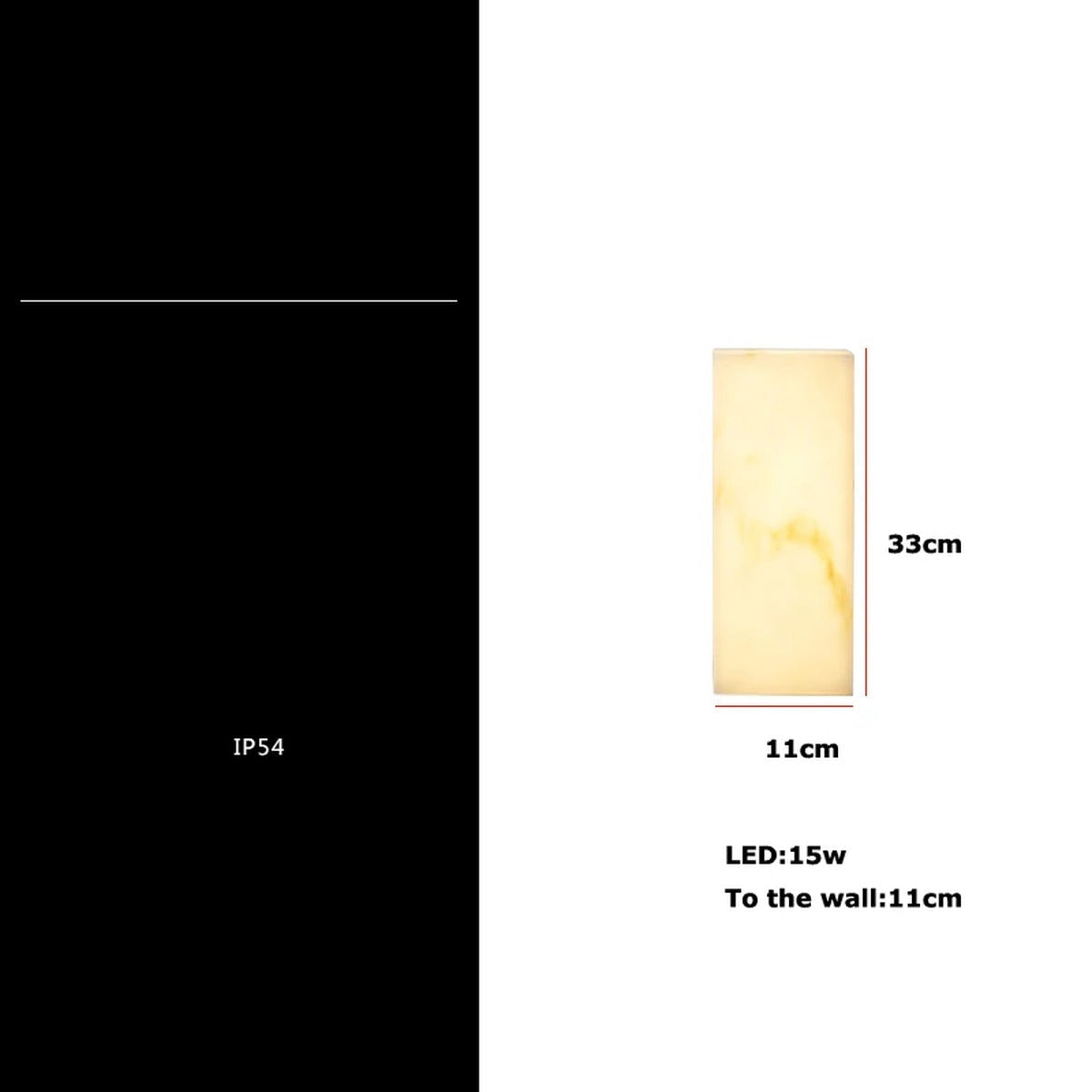 Avrexon alabaster wall sconce — 33cm dimension detail, IP54