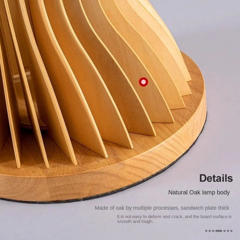 Wood Slat Organic Wave Floor Lamp – Luxareth – Oak Slat Detail