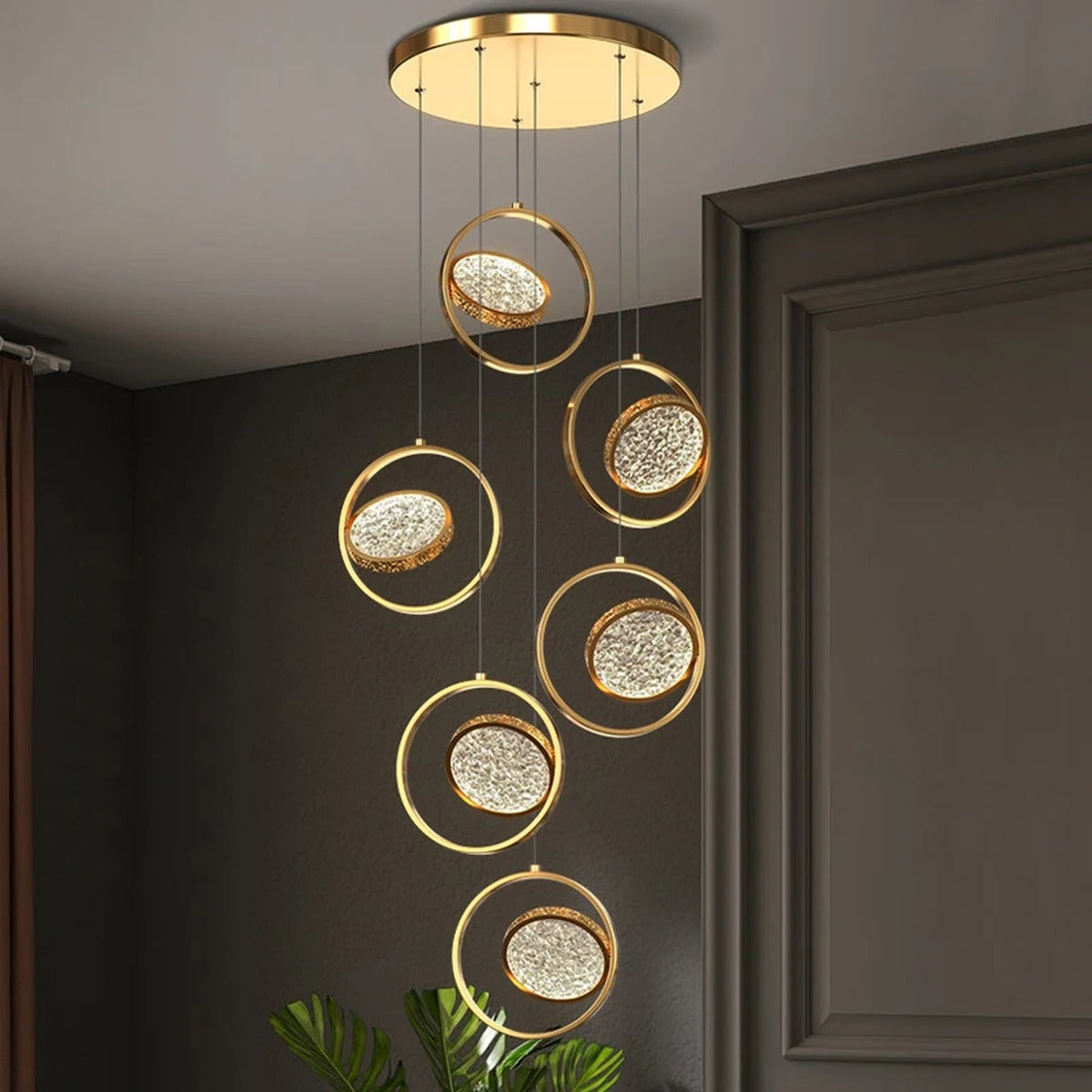 Gold Ring Faceted Disc Chandelier – Orbano – Hero Shot