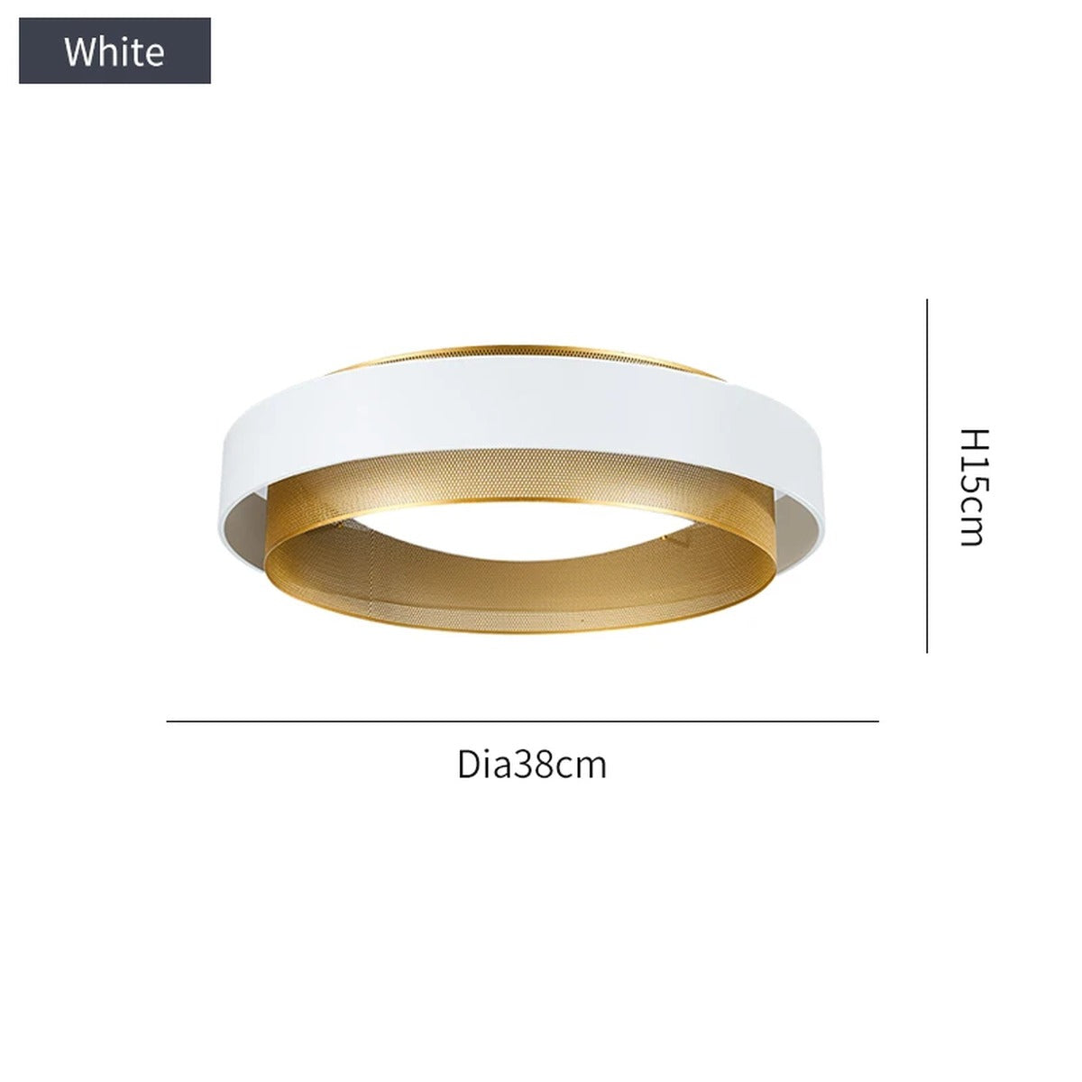 Geometric Double Ring Ceiling Light Orbeon – 38cm White