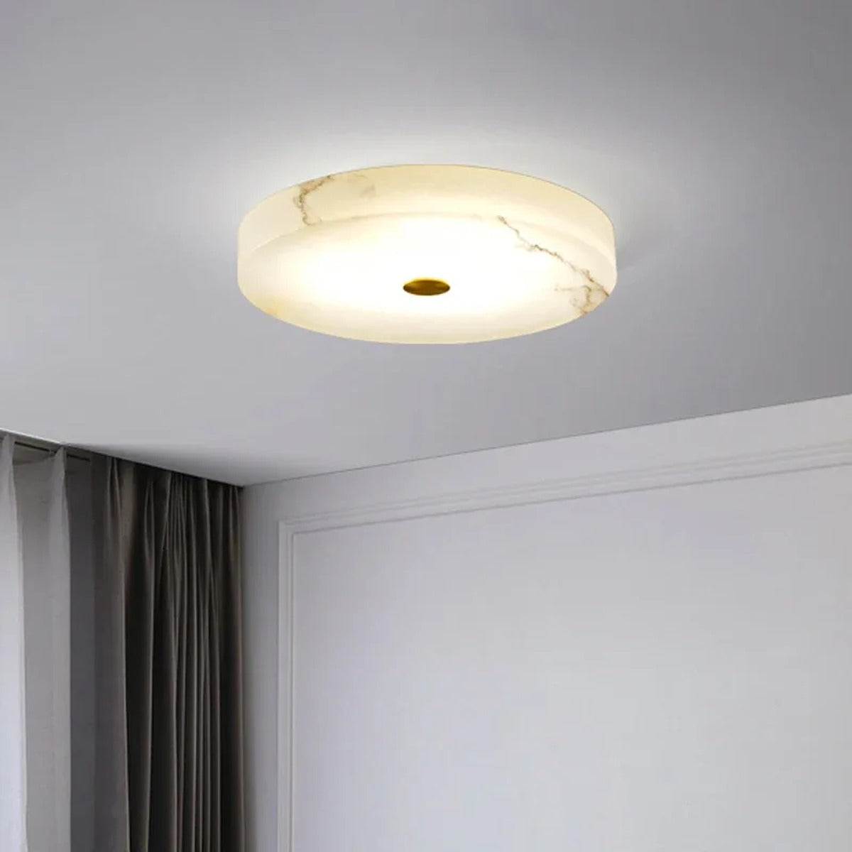 Alabaster Drum Flush Ceiling Light – Velantro – Product Detail 5