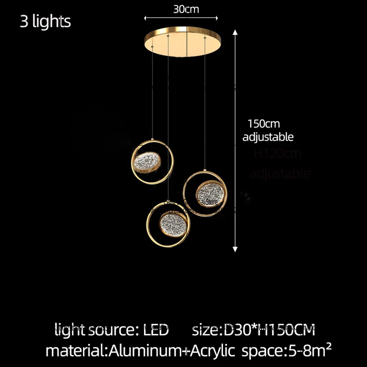 Gold Ring Faceted Disc Chandelier – Orbano – Product Detail 8