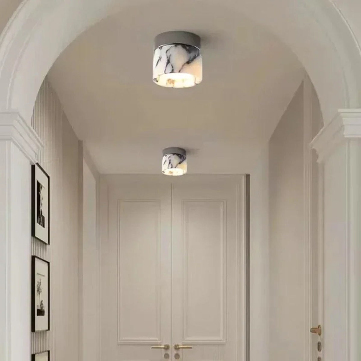 Natural Marble Cylinder Ceiling Light Marbrion – Hero Shot