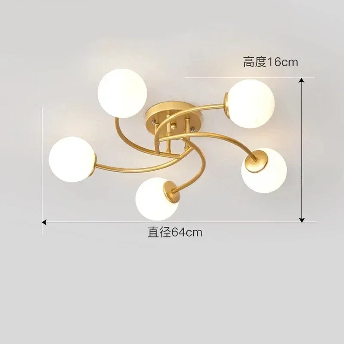 Curved Arm Glass Globe Ceiling Light – Orivex – Product Detail 12