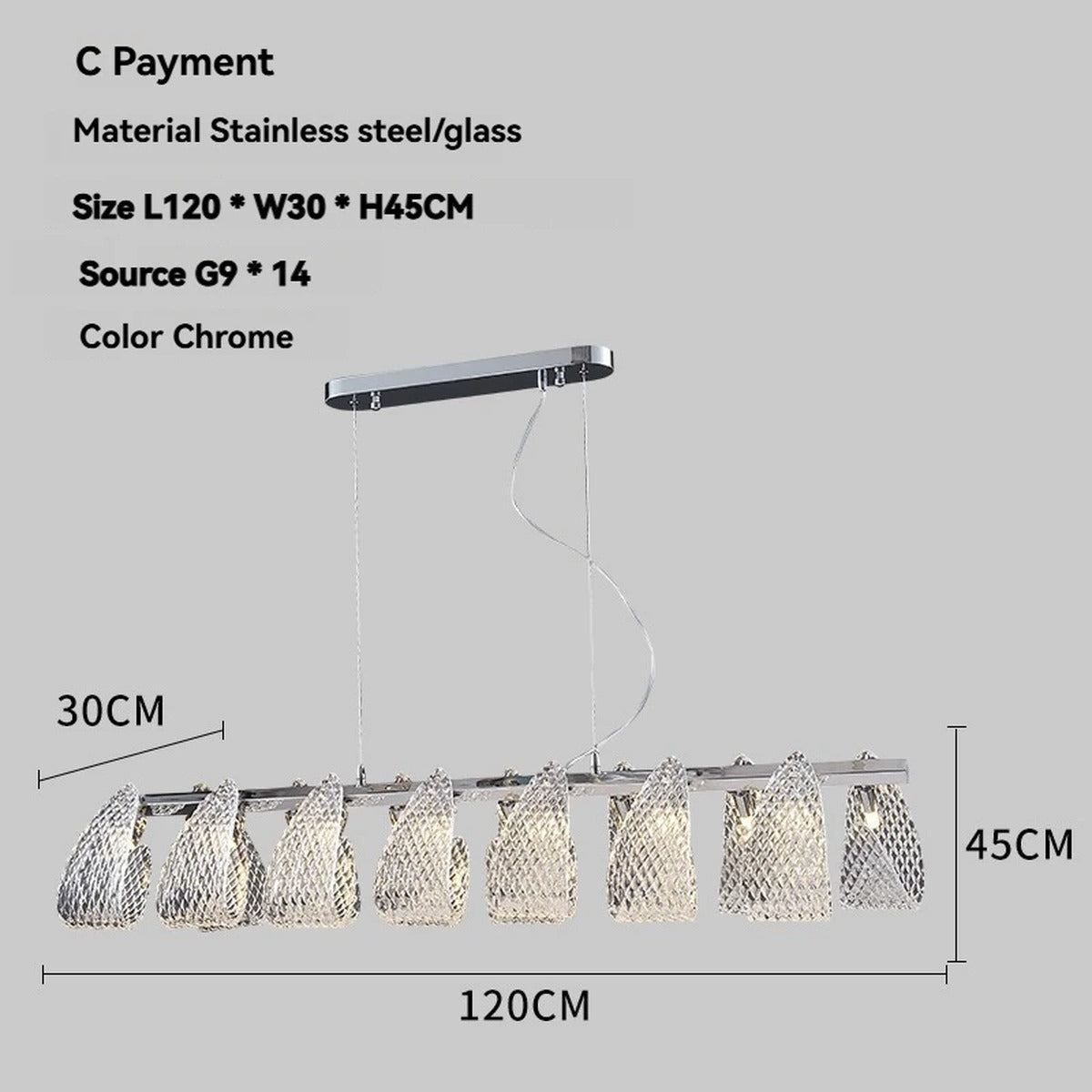 Chrome Mesh Ribbon Chandelier – Floramont – Product Detail 12