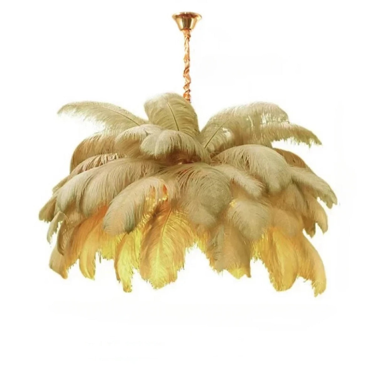 Ostrich Feather Statement Chandelier – Plumaire – Champagne Detail