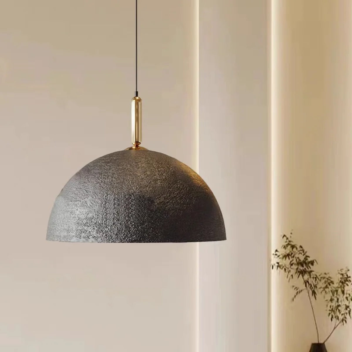 Oversized Textured Stone-Finish Dome Pendant Light – Warven – Product Detail 8