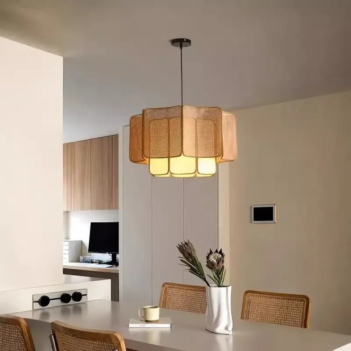 Natural Woven Rattan Pendant Light Tessara – Lifestyle View 4