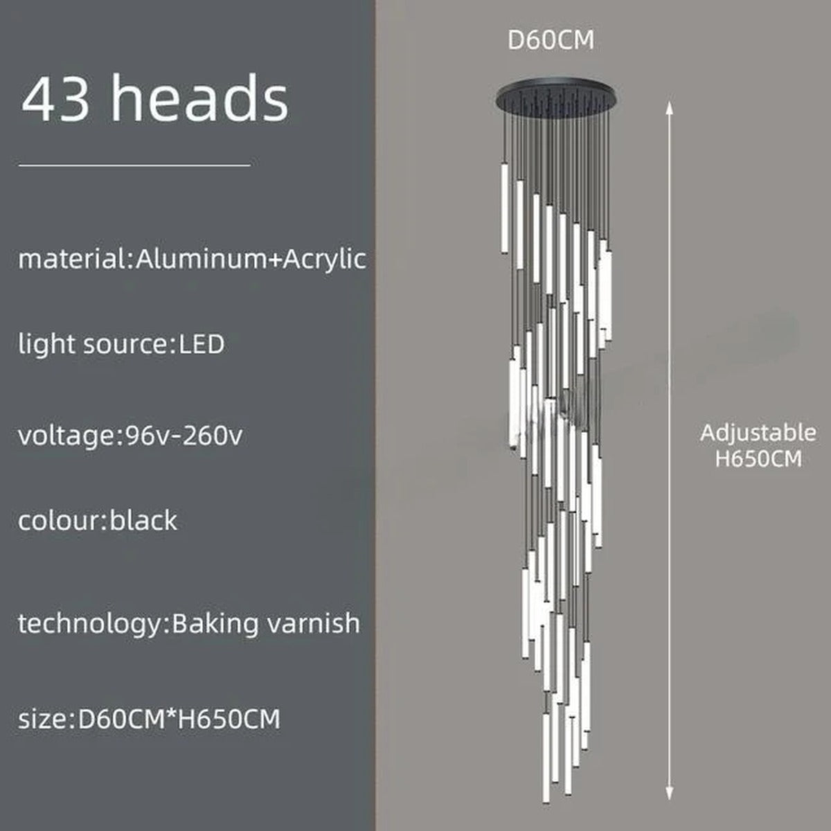 Slim LED Cylinder Tube Pendant Cluster – Graviton – Product Detail 18