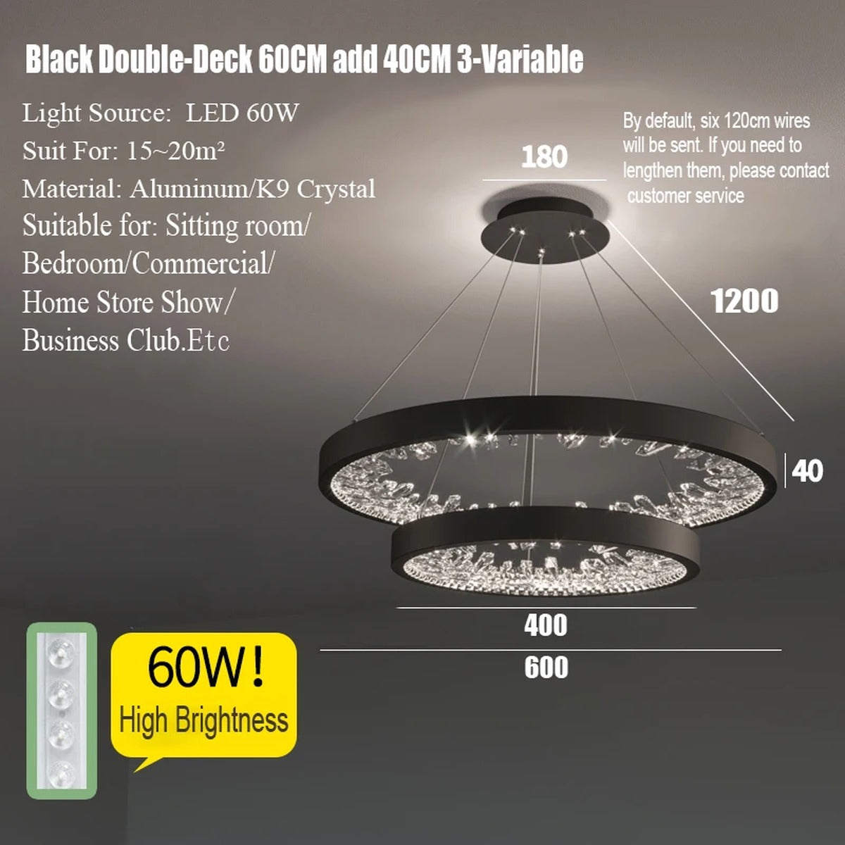 Multi-Ring Crystal Fringe Chandelier – Mevorath – Product Detail 14