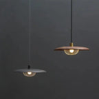 Wood Disc & Brass Wire Cage Pendant Light – Belvora – Lifestyle View 3