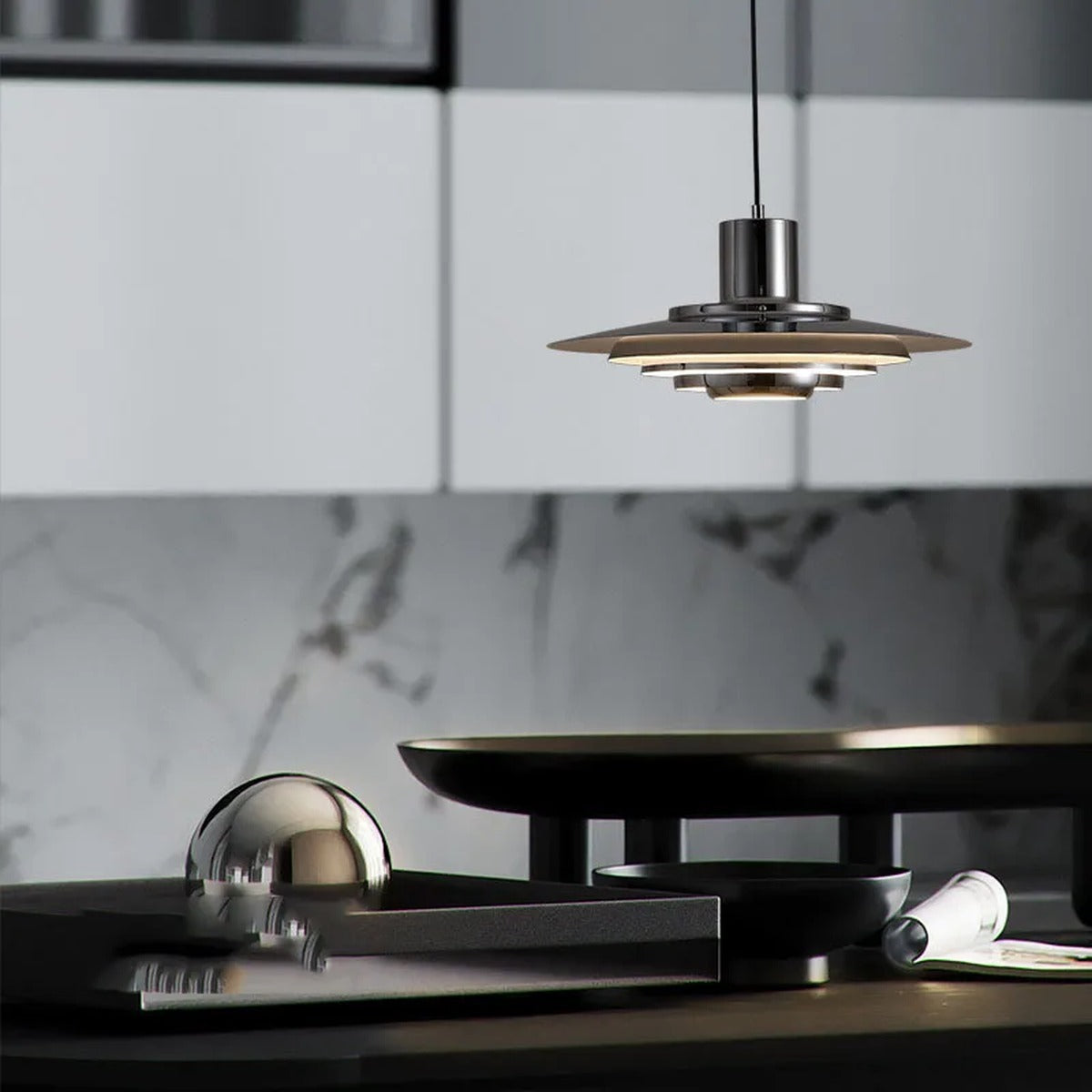 Jarvex Tiered Disc Pendant Light - Direct Drop, Kitchen Setting