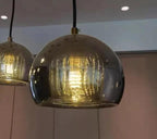 Fluted Glass Globe Pendant Light Celvorn – Smoky Grey Detail