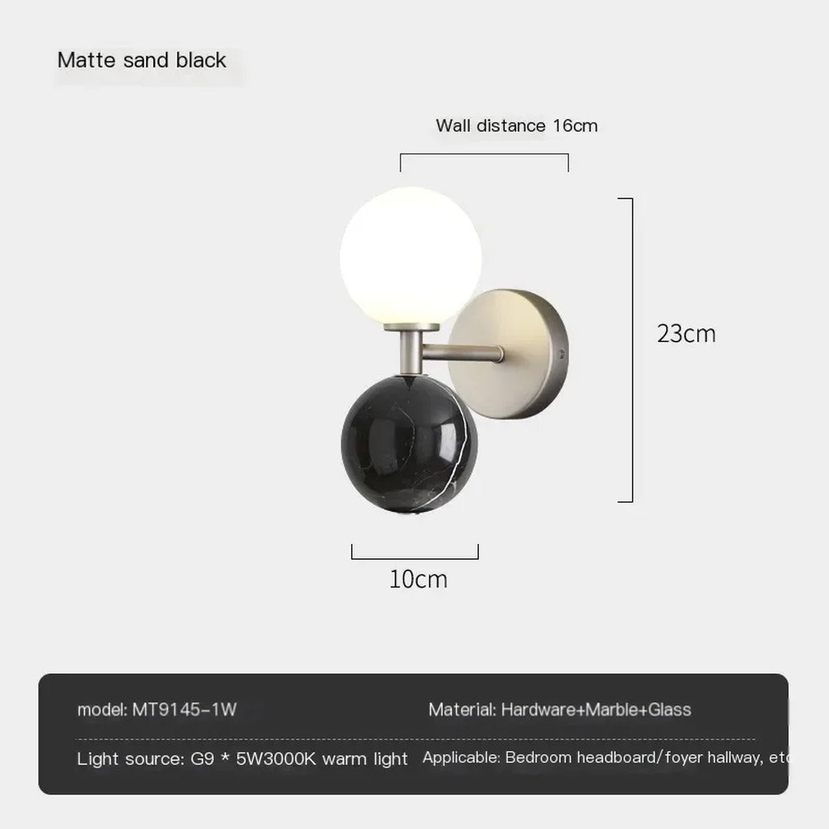 Wall Sconce Genix — Black 23Cm