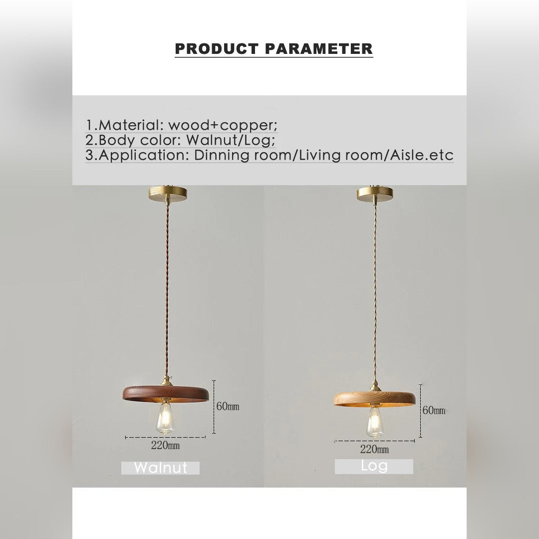 Walnut Disc Pendant Light – Woluxen – Dimensions